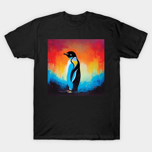 Colourful Penguin Oil Painting T-Shirt by Geminiartstudio